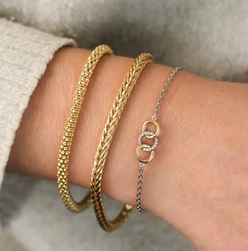 ZINZI Gold Plated Sterling Silver Chain Bracelet 19cm ZIA1057G