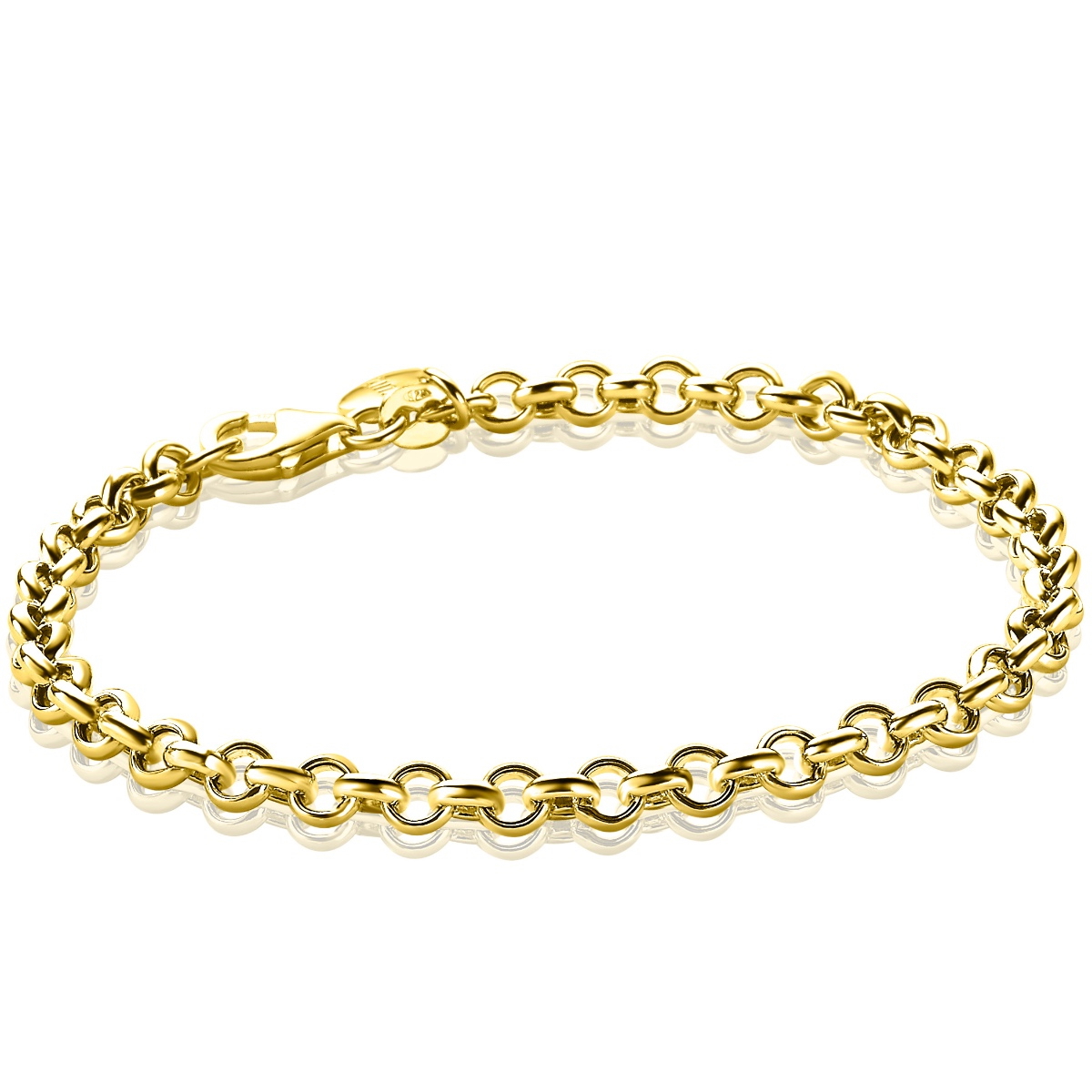 ZINZI zilveren geelvergulde jasseron armband 4,5mm breed 18cm ZIA1911G