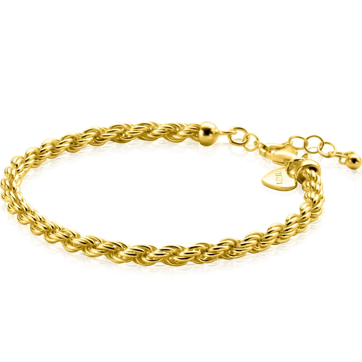 ZINZI zlv. armband geel verguld koord 4mm