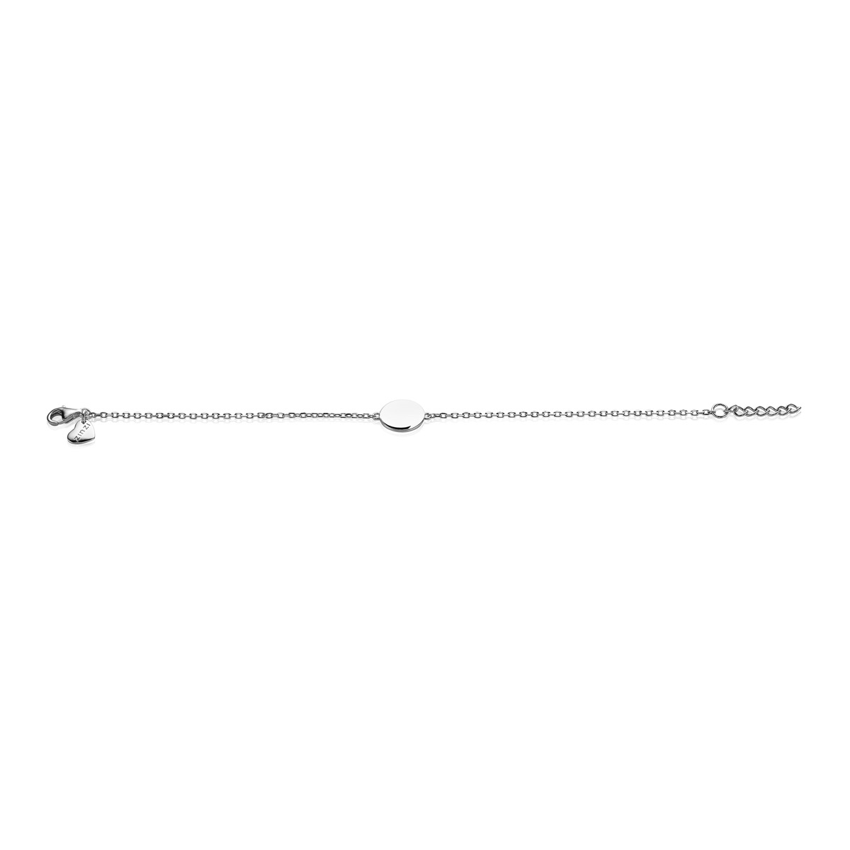 ZINZI zilveren armband met rond plaatje 15mm om te graveren 17-20cm ZIA2345