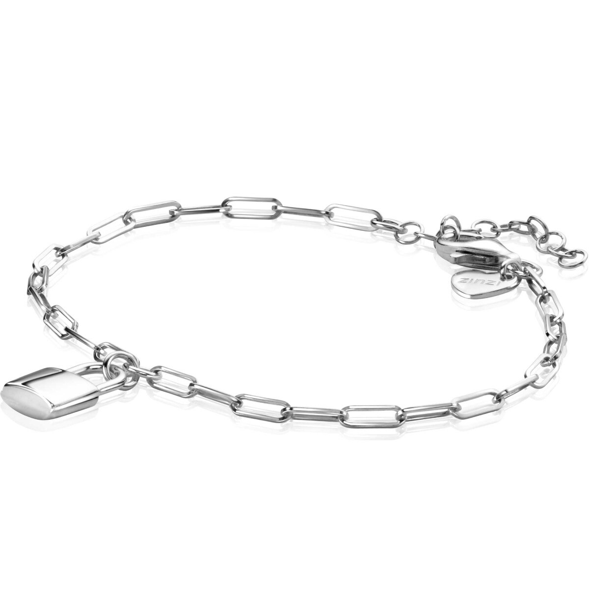 ZINZI zlv. armband paperclip met slotje hanger
