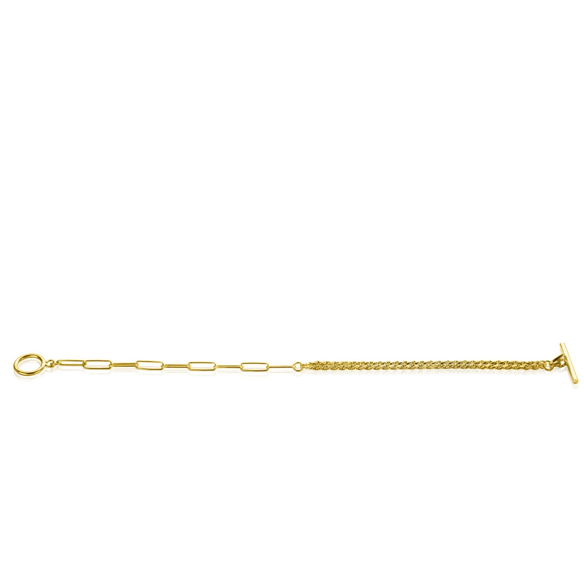 ZINZI gold plated zilveren multi-look armband met twee trendy schakels en kapittel-sluiting ZIA2380
