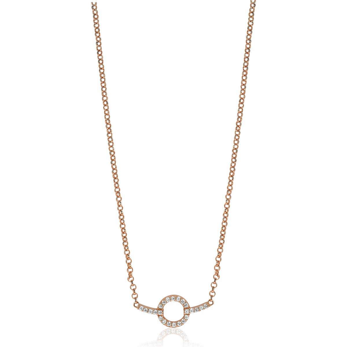 ZINZI zilveren ketting rosé verguld strak rond design wit 42-45cm ZIC1063R