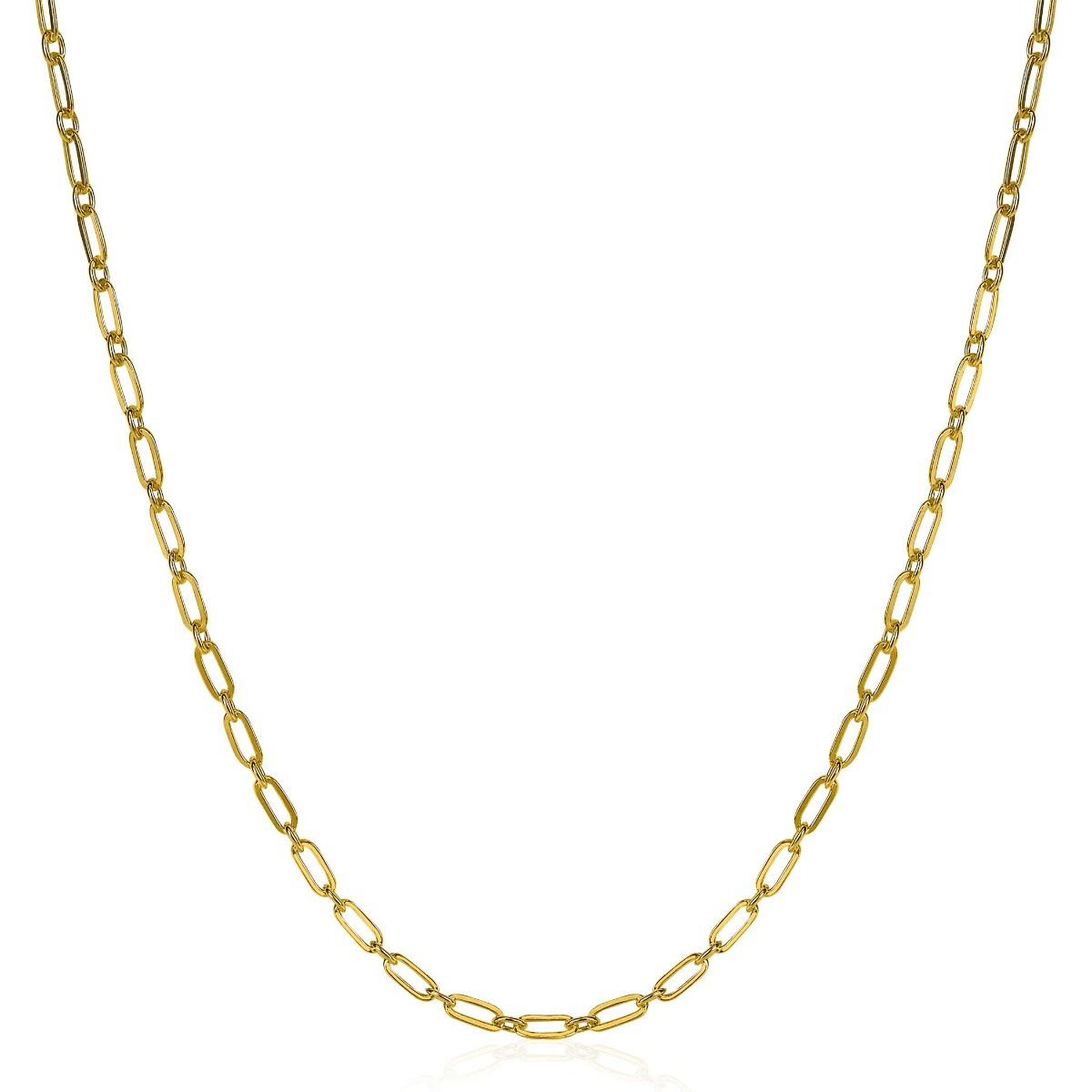 ZINZI zilveren ketting 45cm geel verguld met 'paperclip' schakel 2,4mm breed ZIC2033G