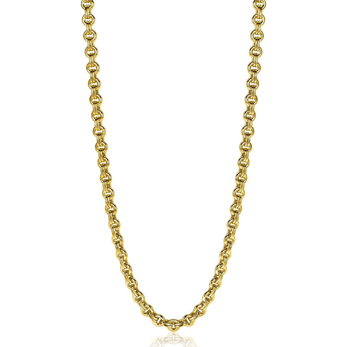 ZINZI zilveren ketting 45cm in14K geelverguld met ronde schakels 5mm breed ZIC2239G
