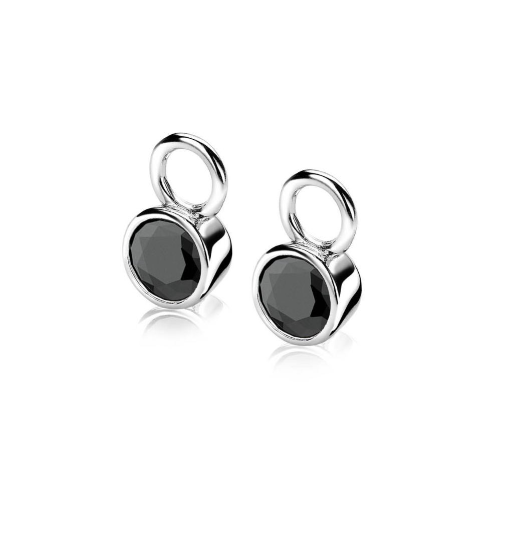 ZINZI silberne Ohrhänger 7mm rund schwarz ZICH1486Z