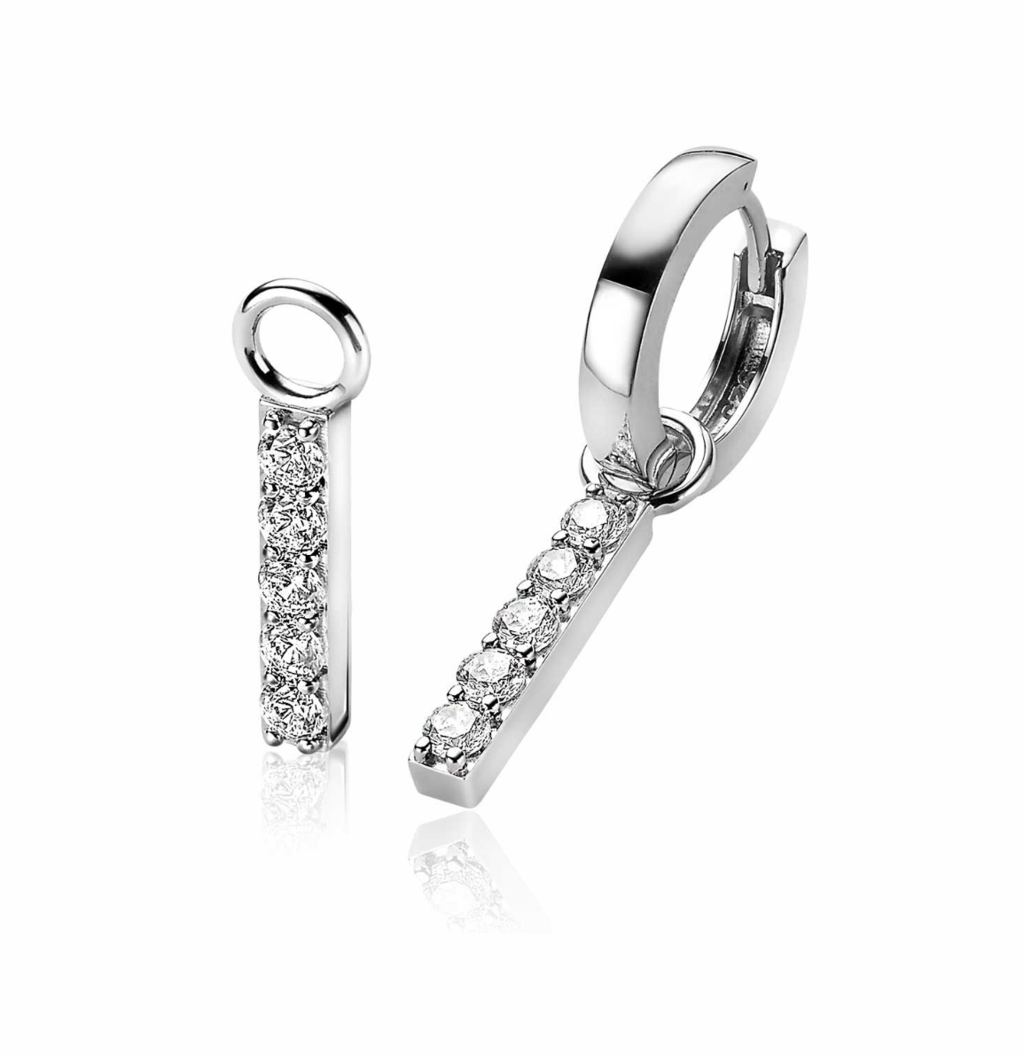 ZINZI silberne Ohrhänger 21,5mm Stab Zirkonia ZICH2142