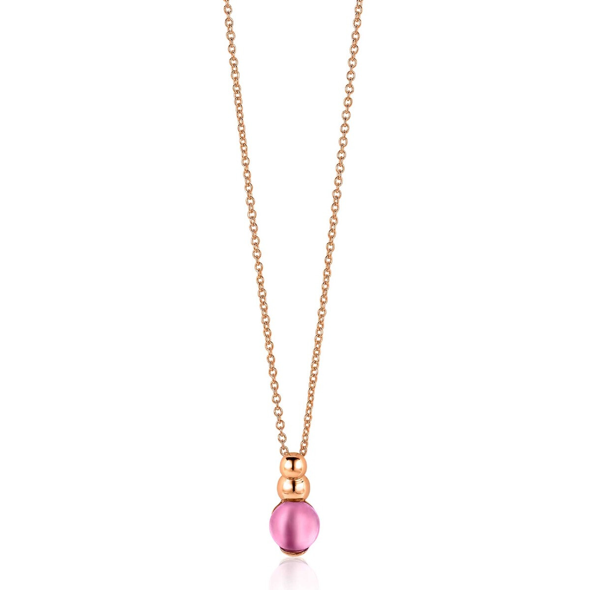 ZINZI zlv. hanger rosé rond roze zirc. 8mm