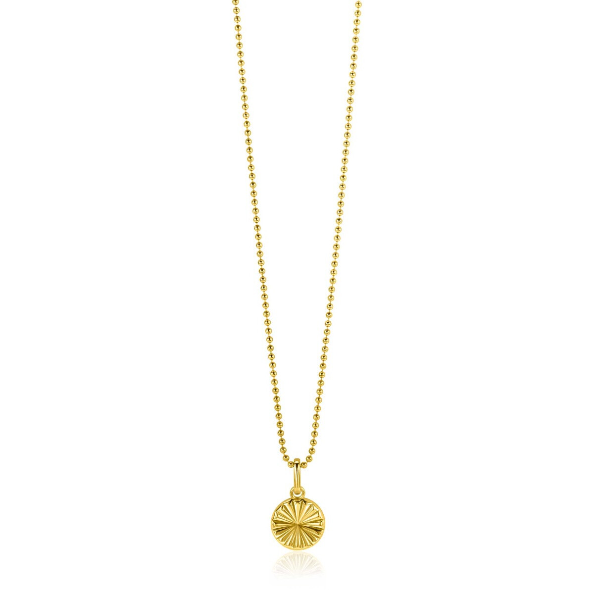 ZINZI gold plated zilveren hanger zonnestralen rond 10mm ZIH2296S (zonder collier)