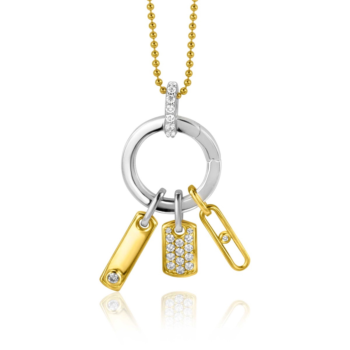 20mm ZINZI Gold Plated Sterling Silver Pendant Bar White Zirconia ZIH2298 (excl. necklace)
