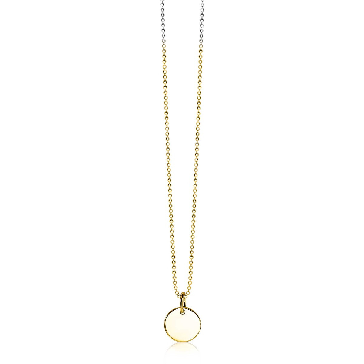 ZINZI zlv. hanger geel verguld rond plaatje 12mm