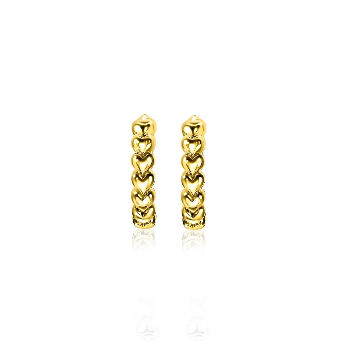 15mm ZINZI Gold Plated Sterling Silver Hoop Earrings Hearts 15x3mm ZIO1798G
