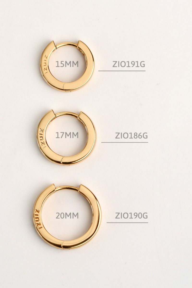 ZINZI silberne Ohrringe gelb vergoldet 17 x 3mm ZIO186G