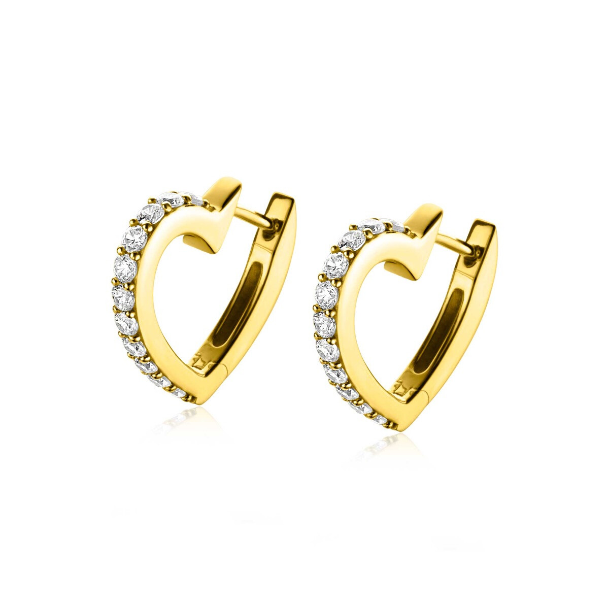 18mm ZINZI Gold Plated Sterling Silver Hoop Earrings Heart White Zirconias ZIO2195Y