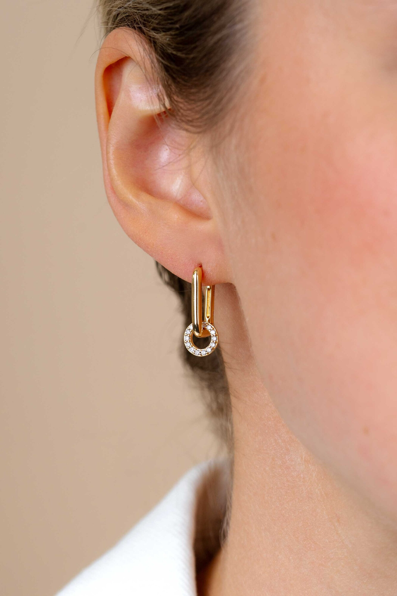 15mm ZINZI Gold Plated Sterling Silver Hoop Earrings Rectangular 15x2mm ZIO2221G