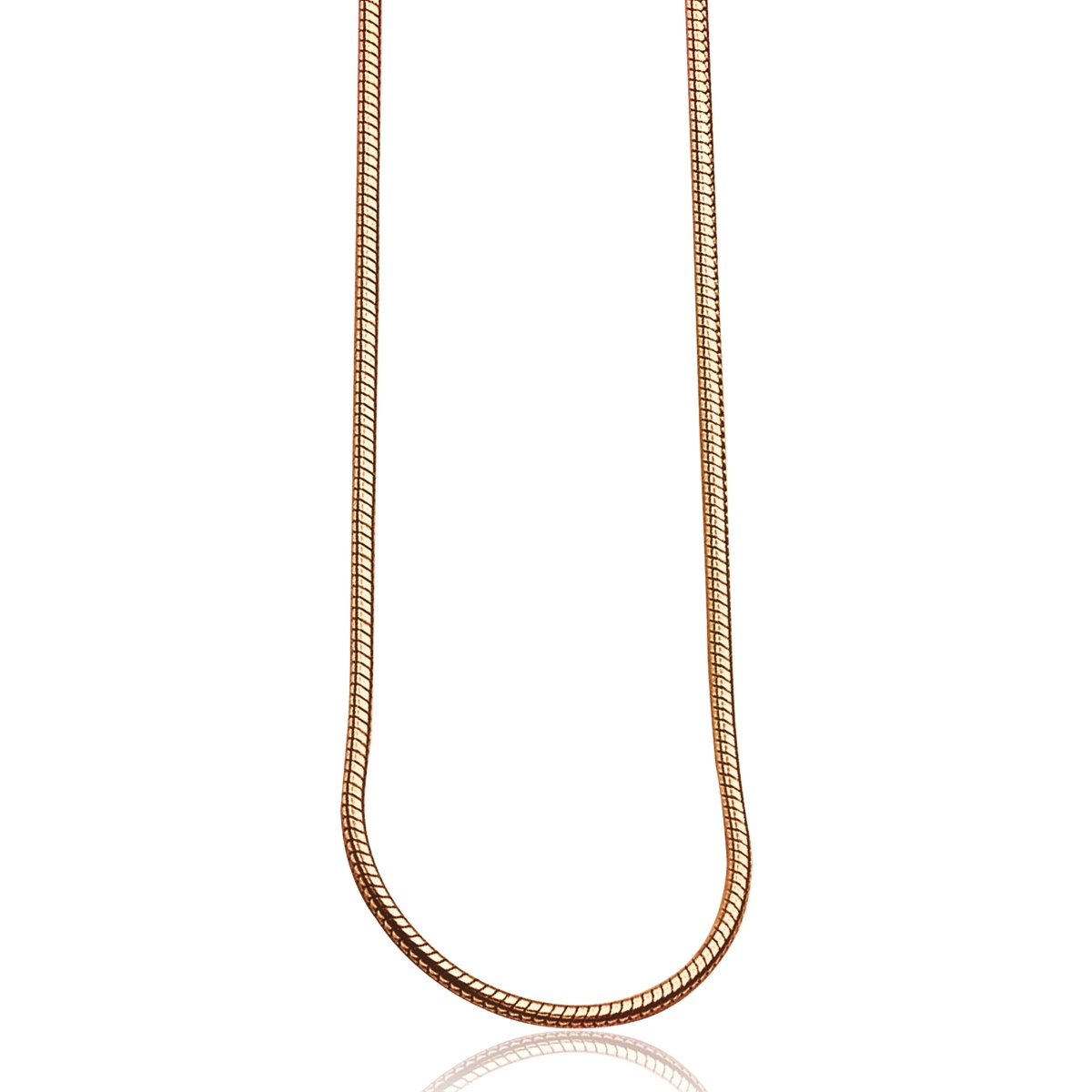 ZINZI Rose Gold Plated Sterling Silver Snake Necklace 1mm width 45cm ZISL45R