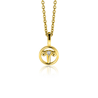 アクセサリー RRRzi 9mm ZINZI gold plated silver Aries zodiac sign pendant set with