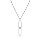 45cm Mart Visser by ZINZI silver gourmet chain including a rectangular link pendant, 40mm, adorned with white zirconia, MVC28