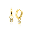 ZINZI Gold 14 karaat gouden oorbedels met ronde witte zirconia ZGCH560 (zonder oorringen)