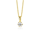 8,5mm ZINZI Gold 14 krt gouden hanger bezet met een witte ronde zirkonia (4,5mm) ZGH544 (zonder collier)