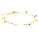 ZINZI Gold 14 krt gouden armband met zeven ronde hangertjes, bezet met witte zirconia's 15,5-18,5cm ZGA451
