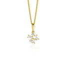 13mm ZINZI Gold 14 krt gouden fantasie hanger met rechthoekige en ronde zirkonia's ZGH511 (zonder collier)