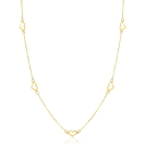 ZINZI Gold 14 carat gold necklace with delicate jasseron links and five open hearts, 5mm wide, 42-45cm ZGC504

