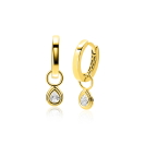 ZINZI Gold 14 karaat gouden oorbedels met druppelvormige witte zirconia ZGCH559 (zonder oorringen)