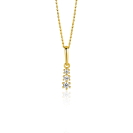13mm ZINZI Gold 14 krt gouden hanger met drie witte zirkonia's ZGH543 (zonder collier)