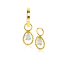 14mm ZINZI Gold 14 krt gouden oorbedels met open druppelvorm en peervormige witte zirconia ZGCH478 (zonder oorringen)
