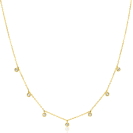 ZINZI 14K Gold Anchor Necklace 7 Small Round Pendants White Zirconias 40-43cm ZGC451