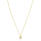 ZINZI Gold 14 krt gouden schakelkettinkje 43cm met sierlijke ronde hanger, bezet met witte zirconia ZGC371