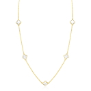 ZINZI gold plated zilveren ketting met vijf klavers 11mm in parelmoer 42-45cm ZIC-BF153