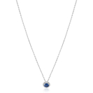 ZINZI zilveren ketting 45cm met saffierblauwe kleursteen in entourage zetting ZIC2697B