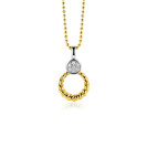 ZINZI zilveren bicolor ronde hanger 20mm gedraaid motief, bezet met witte zirconia's ZIH2390Y (zonder collier)