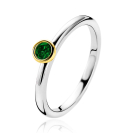 ZINZI Silberring bicolor glatt rund mit grünen Zirkonia ZIR1177G