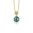 ZINZI silberner Perlenanhänger gelbvergoldet 18mm  weiße Zirkonias grüne Perle ZIH1151GG