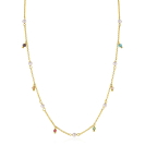 ZINZI zlv. collier gg.verg. parel en kleursteentjes