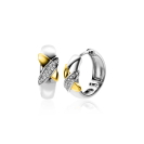 ZINZI silberne Luxus-Ohrringe Cross-Over zweifarbig mit weißen Zirkonias 16x6mm ZIO2240