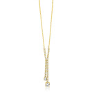 ZINZI gold plated zilveren Y-collier 45cm met luxe tennislook en witte zirkonia's in rijzetting met twee grotere witte zirkonia's ZIC2894Y