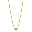ZINZI zlv. collier gg.verg. grmt. met blauwe vk zirc.