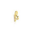 ZINZI gold plated zilveren letter hanger P bezet met witte zirkonia's ZIH2828-P (zonder ketting)