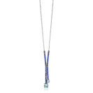 ZINZI zilveren Y-collier 45cm met luxe tennislook en saffierblauwe zirkonia's in rijzetting met twee grotere lichtblauwe zirkonia's ZIC2894B