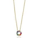 ZINZI Silberhalskette 14 Karat Gelbgold vergoldet 12 mm runder Anhänger Regenbogen ZIC2172