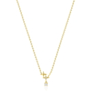 ZINZI goldplated zilveren ketting 45cm 'sterrendans' met twee speelse sterren en bungelende witte zirkonia ZIC2837