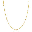 ZINZI gold plated zilveren fantasie ketting met 13 geelgroene donuts en glanzende bolletjes 42-45cm ZIC2508