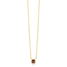 ZINZI gold plated zilveren ketting met vierkante bruine zirkonia 6mm 42-45cm ZIC-BF141
