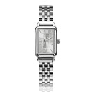 ZINZI Small Elegance horloge zilverkleurige sunray wijzerplaat en rechthoekige kast stalen schakelband 22mm extra dun ZIW2802