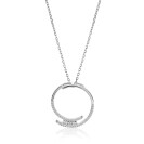 ZINZI silver necklace with large open round pendant 25mm set with white cubic zirconias 45-50 cm ZIC2645