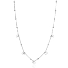 ZINZI Sterling Silver Chain Necklace with Beads and 5 Shiny Heart Charms 42-45cm ZIC2531